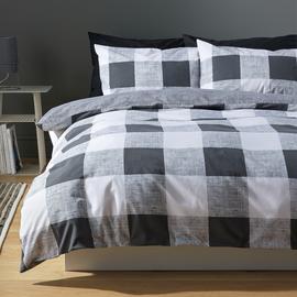 Argos Home Large Gingham Charcoal Bedding Set - Single