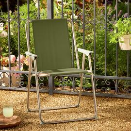 Argos Home Folding Metal Garden Chair - Green