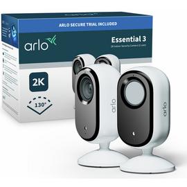 Arlo Essential 3 2K Indoor Wired Security Camera - Pack of 2