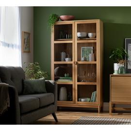 Habitat Cornelia 2 Door Glass Tall Display Cabinet - Natural
