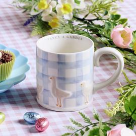 Argos Home Light Blue Gingham Check Geese Mug