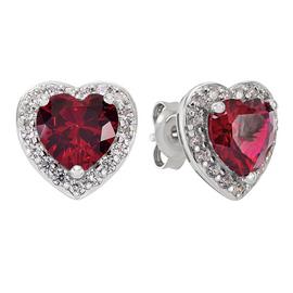 Revere Sterling Silver Heart Cubic Zirconia Stud Earrings