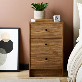 Argos Home Malibu 3 Drawer Bedside Table - Walnut