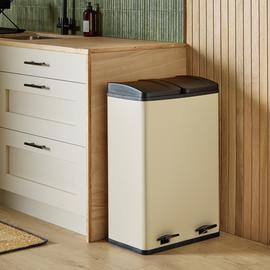 Habitat 60 Litre Twin Compartment Pedal Bin - Cream
