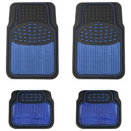 Streetwize Heavy-Duty Rubber Car Mat Set - Blue Trim