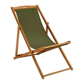 Habitat Folding Wooden Garden Deck Chair - Green
