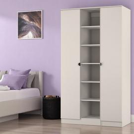 Livara Ready Assembled Canmore 2 Door Shelf Wardrobe -Beige
