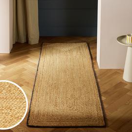 Habitat Braided Grey Border Jute Flatweave Runner - 66x200cm