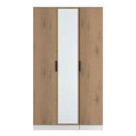 Livara ReadyAssembled Tofino 3 Door Mirror Wardrobe-WhiteOak
