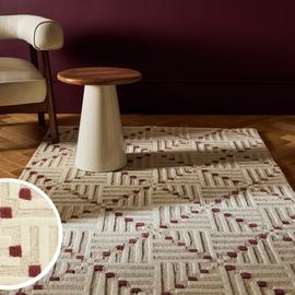 Habitat Crosshatch Square Beige Wool Cut Pile Rug