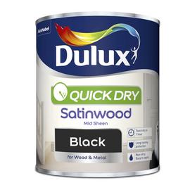 Dulux Quick Dry Satinwood Paint Black - 750ml