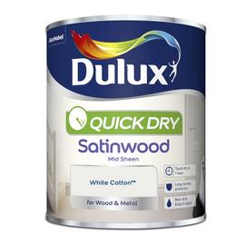 Dulux Quick Dry Satinwood Paint White Cotton - 750ml