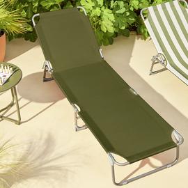 Habitat Folding Metal Sun Lounger - Green