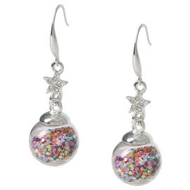 Liars & Lovers Silver Tone Glitter Ball Drop Earrings