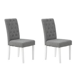 Argos Home Pair of Tweed Button Mid Back Chair -Grey & White