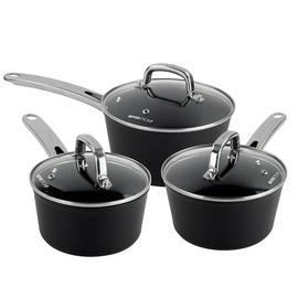 Dojo Hero Neverstick+ 3 Piece Aluminium Saucepan Set - Black