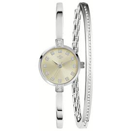 Spirit Ladies Silver Colour Watch and Bangle Set