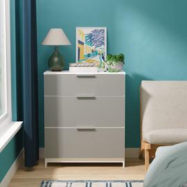 Livara Ready Assembled Orillia 3 Drawer Chest - White & Grey