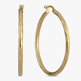 Revere 9ct Yellow Gold Textured Large Hoop Earrings
