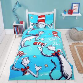 Dr Seuss Cat in Hat Kids Light Blue Bedding Set - Single