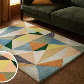 Habitat Geometric Patch Wool Cut Pile Rug