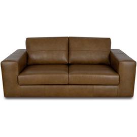 Habitat Daly Leather Wide Arm 3 Seater Sofa - Tan
