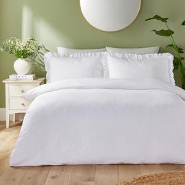 Silentnight Supersoft Seersucker Frill White Bedding Set