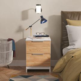 Welcome Orillia 2 Drawer Bedside Table - White & Oak