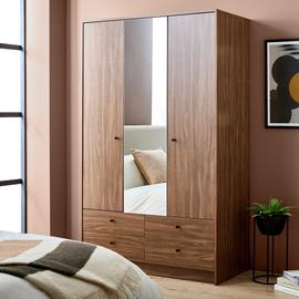 Argos Home Malibu 3 Door 4 Drawer Mirror Wardrobe - Walnut