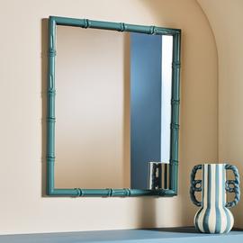 Habitat Bamboo Effect Blue Wooden Wall Mirror - 52x42cm