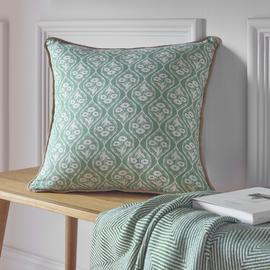 Argos Home Lino Floral Cushion Green - 43x43cm