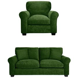 Argos Home Taylor Fabric Chair & 3 Seater Sofa - Green