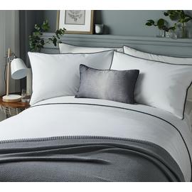 Serene - Pom Pom - Pintucks Horizontal Rows Duvet Cover Set - Super-King, Grey Best Price and Cheapest