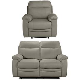 Argos Home Paolo Chair & 2 Seater Manual Recliner Sofa -Grey