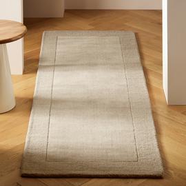 Habitat Simple Border Taupe Wool Cut Pile Runner - 66x200cm