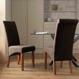 Argos Home Midback Pair of Fabric Dining Chairs - Charcoal