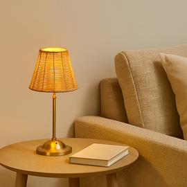 Searchlight Rattan Rechargeable LED Table Lamp - Natural