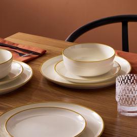 Argos Home Mustard Rim 12 Piece Stoneware Dinner Set