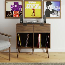 GFW Jaxon 2 Drawer Turntable Stand - Walnut