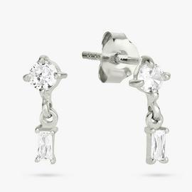 Revere Sterling Silver Baguette Drop Stud Earrings