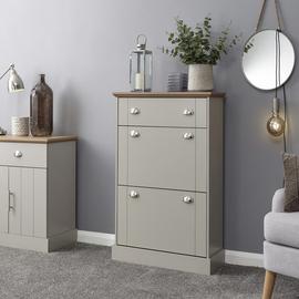GFW Kendal 2 Tier Shoe Storage Cabinet - Grey