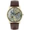 Spirit Men's Brown Faux Leather Strap World Map Watch