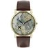 Spirit Men's Brown Faux Leather Strap World Map Watch