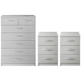 Argos Home Hallingford Gloss 2 Bedsides & 5+2 Drawer Set