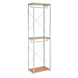 HOME Single 2 Rail Wardrobe Steel Frame - White/Light Wood Effect Best Price and Cheapest