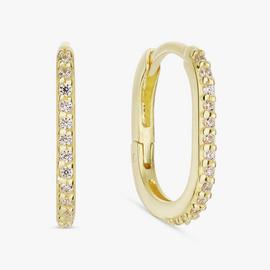 Revere Gold Plated Silver Cubic Zirconia Oval Hoop Earrings