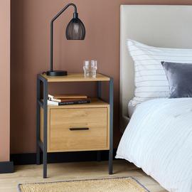 Argos Home Loft Living 1 Drawer Bedside Table - Oak