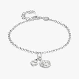 Revere Sterling Silver Tree of Life and Heart Charm Bracelet