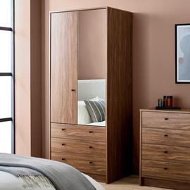 Argos Home Malibu 2 Door 3 Drawer Mirror Wardrobe - Walnut