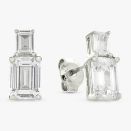 Revere Sterling Silver Stacked Cubic Zirconia Stud Earrings